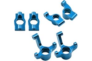 FSDKEDUF Front Steering Knuckles, Caster Blocks C Hubs and Rear Hubs Meta Aluminum for Losi Micro b Losi Micro t Upgrades Parts 1/24 1/28 Accessories Rc Car 2WD Buggy RTR LOS00007 Replacement (Blue)