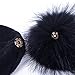 Winter Knit Hat Warm Thick Raccoon Fur Pompom Knit Skull Pure Color Fashion Cashmere Blend Slouchy Beanies for Women(Black)