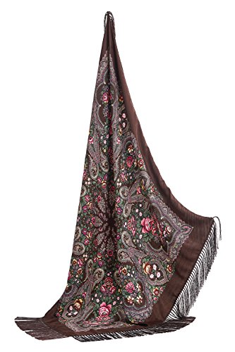 Ladies Floral Shawl With Tassels Ukrainian Polish Russian Style Shawls For Women...