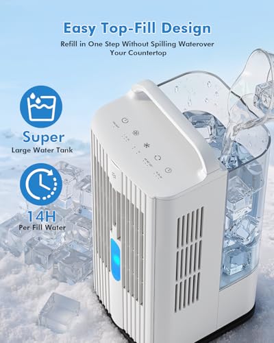 Deodak 4-in-1 Portable Air Conditioners: 1700ml Tank Mini Air Conditioner with 120° Oscillating 16.5ft Remote - Evaporative Air Cooler with 3 Speed & 7 Lights 1-7H Timer - Portable AC Unit for Bedroom