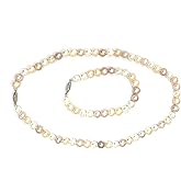 Japanese Pearls Pierre Lorren SOLID Silver 925 Lusterous AAA Grade Natural Freshwater Pearl Jewelry SET Baroque HANDMADE Silk strung for her Birthday (Natural Freshwater Pearl Necklace Bracelet)