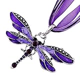 LackingOne Rhinestone Inlay Gem tone Dragonfly Pendant Necklace With Chain Color
