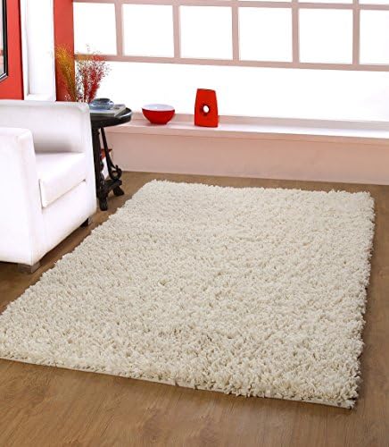 Shines LLC Vogue Shag Collection - (4'x6') Silk Rayon Viscose and Cotton Shag Textured Pattern Accent Royal Shag Beige Ivory Area Rugs