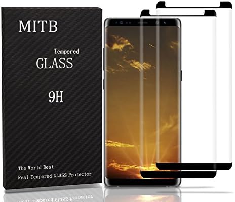 MITB cqw23433455 Galaxy Note 8 Screen Protector, Full Coverage Screen Protector, Tempered Glass 3D Curved HD Clear Anti-Bubble Film for Samsung Galaxy Note 8 [2 Pack,Black]