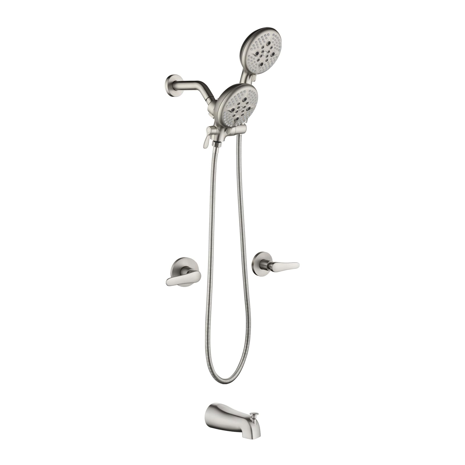 Photo 1 of 2 Handles Tub Shower Faucet Set Shower System with Tub Spout Bathtub Faucet Set Shower Tub Combo Set Complete Tub and Shower Trim Kit Brushed Nickel