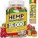 Hemp Gummies 15000 MG - Made in USA - 83 MG Hemp in Each Gummy - Premium Hemp Extract - CO2 Extraction - Omega 3, 6, 9 - Pain, Anxiety & Stress Relief - Sleep & Mood Improvement