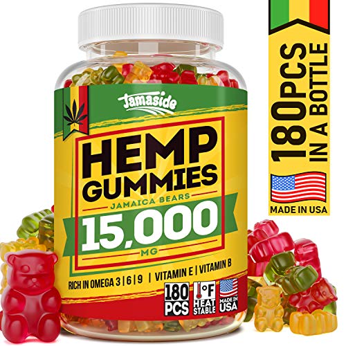 Hemp Gummies 15000 MG - Made in USA - 180 MG Hemp in Each Gummy - Premium Hemp Extract - CO2 Extraction - Omega 3, 6, 9 - Pain, Anxiety & Stress Relief - Sleep & Mood Improvement