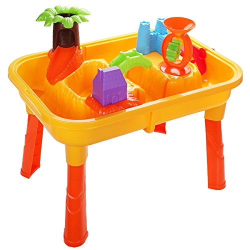 Costzon Kids Sand and Water Table Beach Play Set with Chair & Accessories