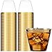 Aeiniwer Syllux 100 Gold Rimmed Plastic Cups, 9 Oz., Wedding Disposable Cups