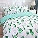 LAMEJOR Duvet Cover Set Queen Size Cactus Pattern Reversible Hotel Luxury Bedding Set Comforter Cover(1 Duvet Cover+2 Pillowcases) Mint/White