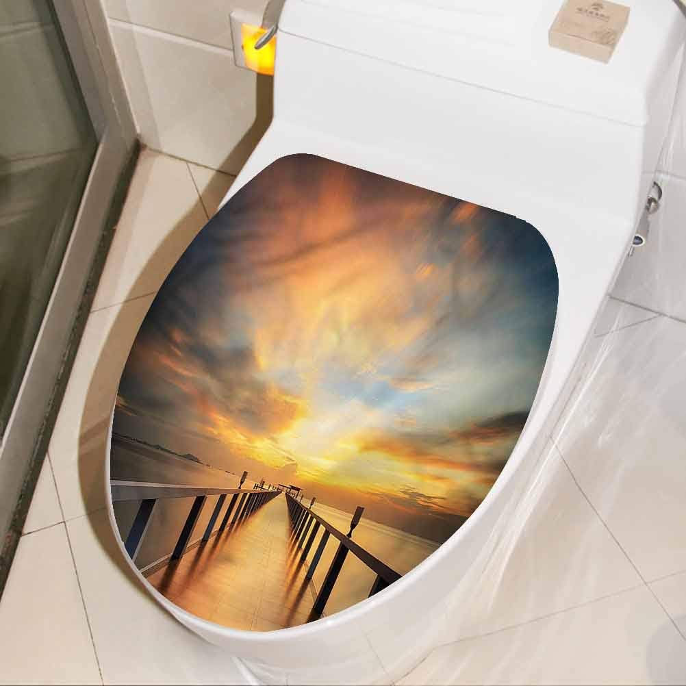 Toilet Seat Stickers Decals Landscape, Seascape at Sunset View Bathroom
