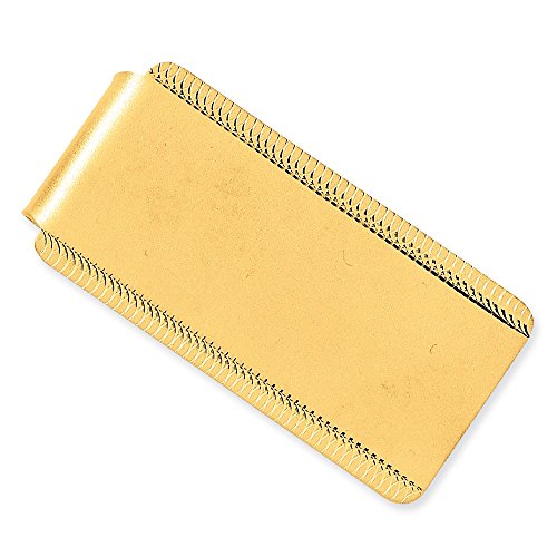 14k Satin Polished Engraveable Edged-Design Money Clip