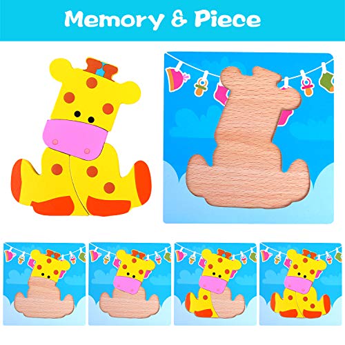 image for INNOCHEER Wooden Animal Jigsaw Puzzles for Toddlers 1 2 3 4 Years Old,