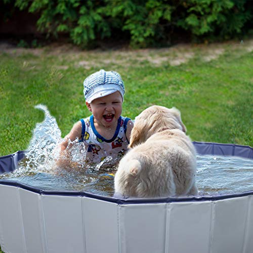 Dog Pool Hard Plastic Dog Swimming Pool Kiddie Pool Collapsible Dog Pet Pool Portable Bathtub Leakproof Bathing Dog Tub for Small Medium Large Dogs Shower Puppy Cats Ducks(47.2\