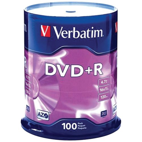 VER95098 - Verbatim AZO DVD+R 4.7GB 16X with Branded Surface - 100pk Spindle