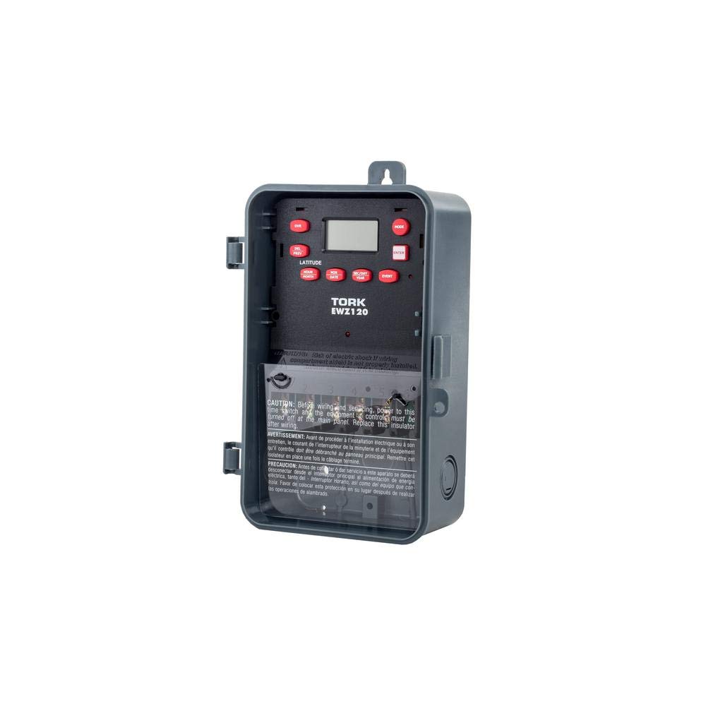 TORK a brand of NSi Industries EWZ Series Multipurpose Control Astronomic 7 Day Time Switch, 120-277 VAC Input Supply, 1 Channel, SPDT Output Dry Contact, #8 - #16 AWG (EWZ120),color