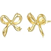 Dainty Stud Earrings for Women Sterling Silver Posts Star Colver Bow Earrings 14K Gold Plated Dainty Stud Earring funky Jewerly