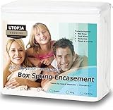 Premium Bed Bug Proof Box Spring Encasement - Waterproof Zippered Box Spring Cover - Ultimate Protection Against Insects, Dust Mites - Knitted Box Spring Protector (Queen) by Utopia Bedding ()