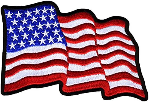 [Single Count] Custom, Cool &amp; Awesome {3" x 4" Inches} Waving Patriotic National Stars &amp; Stripes American Flag (Tactical Type) Velcro Patch “Red, White &amp; Blue”