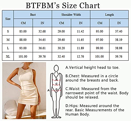 BTFBM Women Sleeveless Bodycon Ruched Short Dress Side Drawstring Solid Crew Neck Casual Summer Tank Shirt Mini Dresses - Image 5