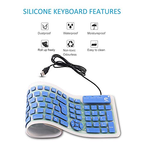 CHINFAI External Keyboard for Laptop Silicone Roll Up Folding Travel