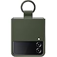 SAMSUNG Galaxy Z Flip 4 Silicone Cover with Ring, Protective Phone Case with Finger Loop, Matte Finish, Bold Style, Handheld Design, US Version, Green