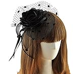 Coolwife Womens Fascinator Veil Flower Cocktail Tea Party Headwear (Black)