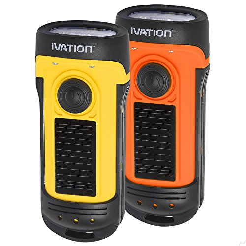 Ivation Waterproof Rechargeable Flashlight, Charges via Solar & Hand Cranking, 3 Lighting Modes