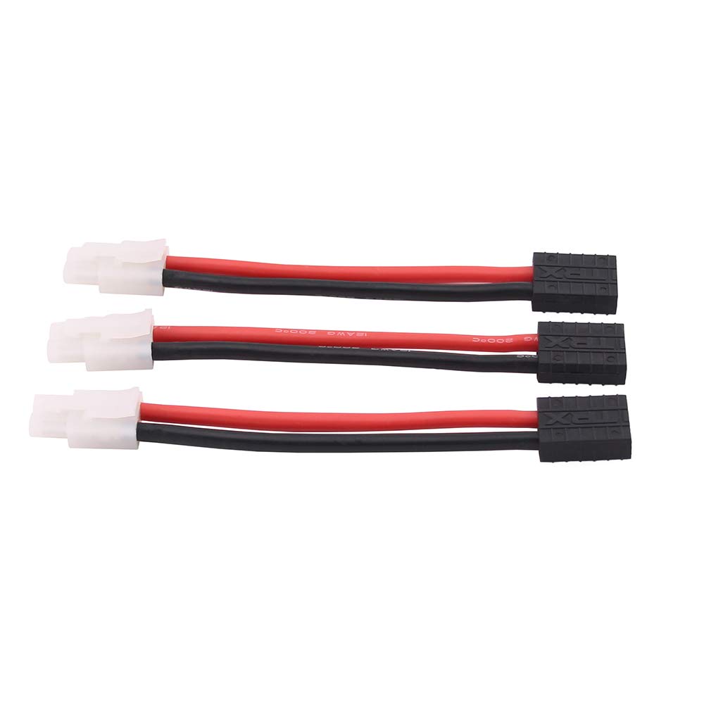 OliRC 3pcs Compatible with TRX Style Female to plug for Big Tamiya Male Connector Adapter 12awg 4in Wire for Lipo/NiMH RC Battery ESC(C66-3)