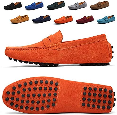 Ezkrwxn Men's Penny Loafers Moccasin Driving Shoes Slip On Flats Suede Leather Shoes