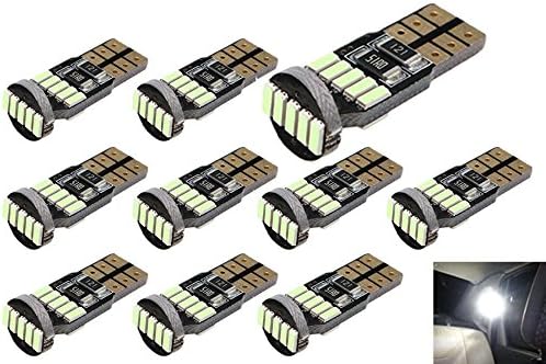 AUTOUS90 10-Pack Extremely Bright T10 194 168 2825 LED Bulbs for Car Interior Dome Map Door Courtesy License Plate Lights Compact Wedge Xenon White
