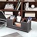 UnionBasic 4 Compartment Desk Organizer - Dual Pen Holder - Card/Pen/Pencil/Mobile Phone Office Supplies Holder (Coffee)