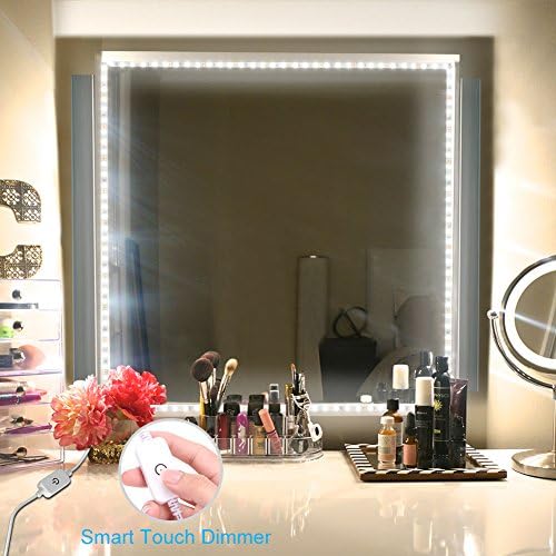 LED Vanity Mirror Lights Kit,XYOP 13ft/4m Makeup Mirror Lights Flexible LED Light Strips for Vanity Mirror Dress Table Cabinet Set Daylight White with Smart Dimmer and Power Supply