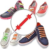 #1 Premium No Tie Shoelaces (Fiery Red, Kid - 12pcs) Best Elastic Silicone Non Tie Shoe Lace Design For Easy Pull In and Lock It Super Easy To Clean