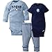 Gerber Baby Boy 3 Piece Long and Short Sleeve Onesies With Pant, brave, 3-6 Months