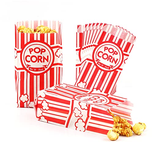 Zahaat 500 Pcs 1 OZ Popcorn Bags Red and white Bulk Popcorn Bags for