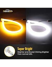 Partsam par de tiras de luces LED flexibles de 17.7 pulg color blanco ámbar para agregar a faros delanteros.
