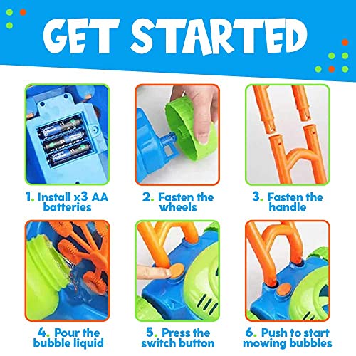 Toysery Bubble Lawn Mower Toy with Realistic Sounds. PushAlong Bubble