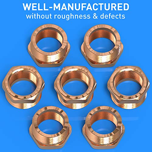 Brass Bushing 1" NPT Male x 3/4" NPT Female Threaded Brass Reducer Bushing Lead-Free Pipe Fittings 1inch x 0.75 inch