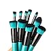 Matto Classic 10 Pcs Lake-Blue Makeup Brush Set with Black Pouch Premium Synthetic Hair Kabuki Brush Kit for Face Eye Foundation Cosmetic Tool