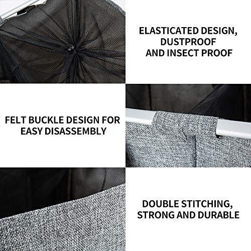 Hosroome 3 Sections Laundry Hamper Laundry Baskets with Aluminum Frame (24.5"x 15"x 23") Dirty Clothes Bag for Bathroom Bedroom Home College Use,Grey