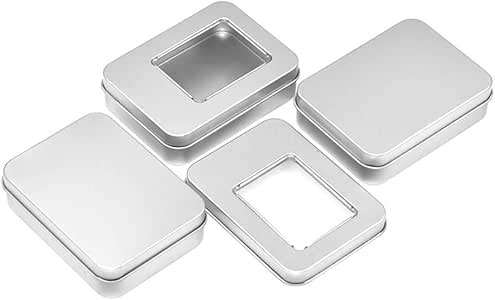 UGUAX - Caja rectangular de metal con tapa transparente, mini