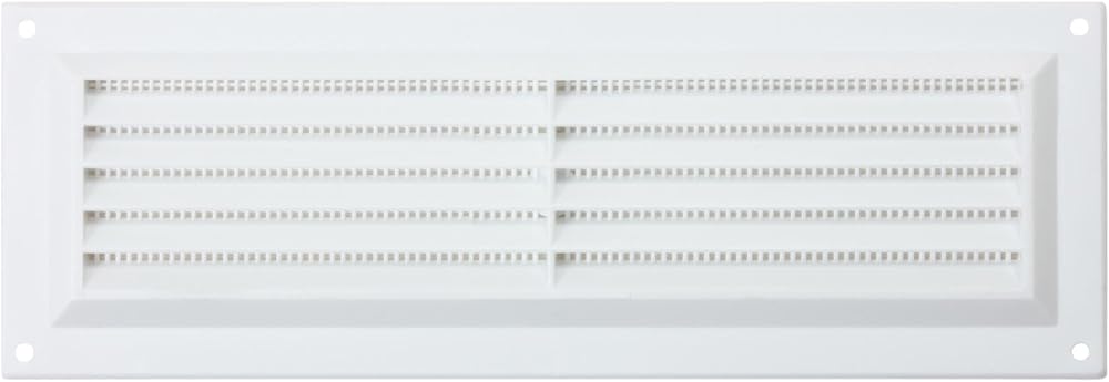 Map Plastic Louvre Air Vent with Flyscreen White 9 x 3 Single Brick Cover