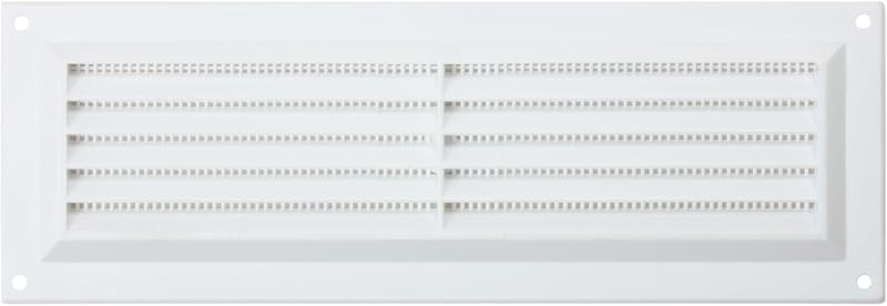 Map Plastic Louvre Air Vent with Flyscreen White 9 x 3 Single Brick Cover