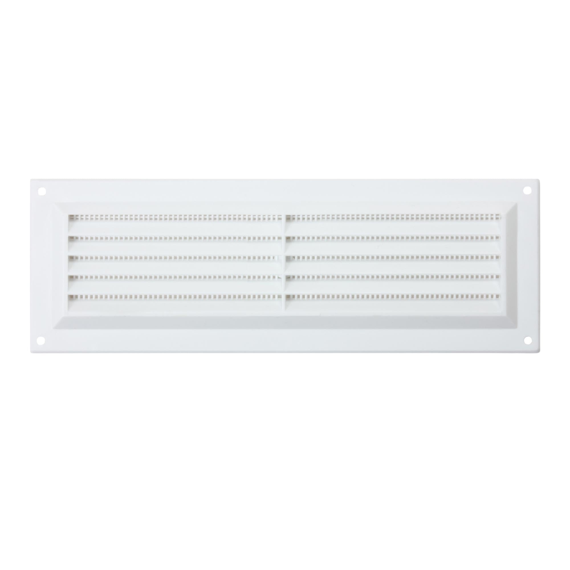 Map Plastic Louvre Air Vent with Flyscreen, White, 9" x 3" (229mm x 76mm), Single Brick Cover for Interior & Exterior Use