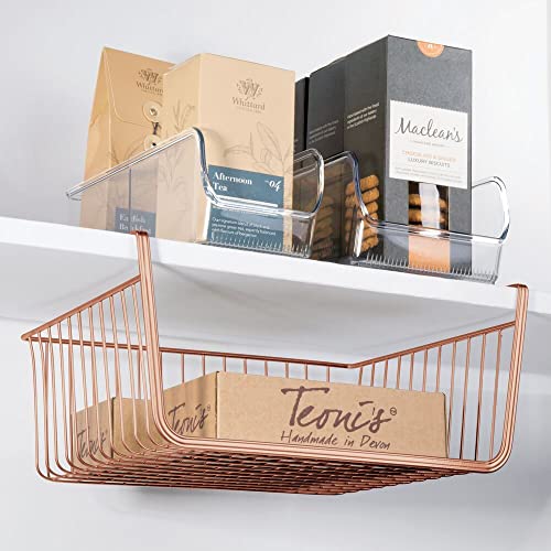 mDesign Household Metal Under Shelf Hanging Storage Bin Basket with