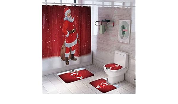 Artifun 4 Pcs Christmas Bathroom Decorations Set Toilet Seat Cover