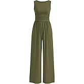 PRETTYGARDEN One Piece Jumpsuits for Women Dressy Casual Sleeveless Crewneck Wide Leg Rompers Jumpers Vacation Summer Outfits