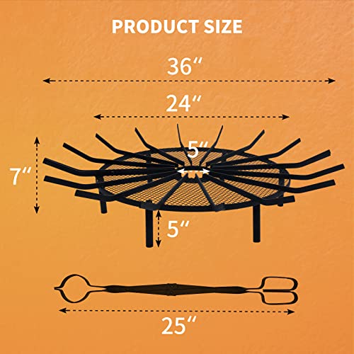 Obqer Fire Grate, Log Fire Pit Grate,36'' Round Fire Pit Grate with