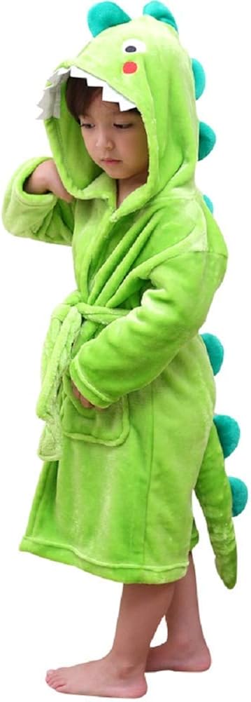 Boys' Girls' Hooded Bathrobe Soft Animal Plush Robe Kids Sleepwear Dressing Gown Gift: Clothing